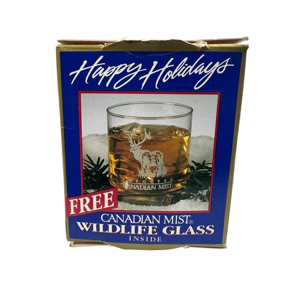 Canadian Mist Whiskey Glass 1993 Happy Holidays Wildlife Collectors Cup VTG - Picture 13 of 16
